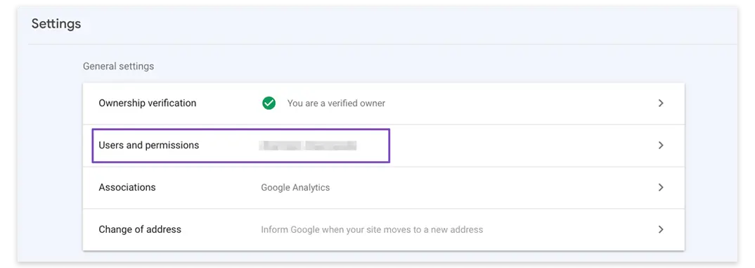 search console configurazione permessi