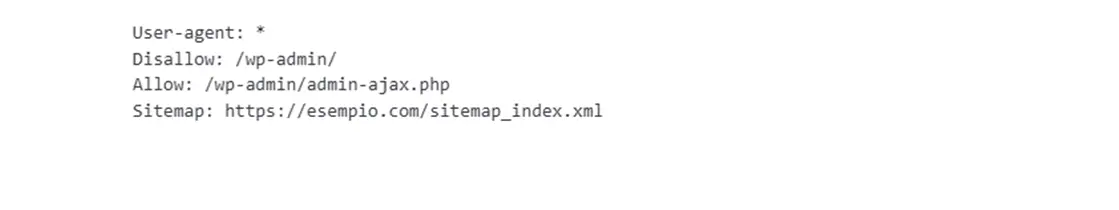 Esempio di file robots.txt con regole Disallow e Sitemap
