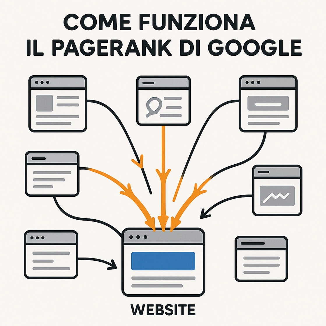 Visualizzazione semplificata del PageRank con link entranti